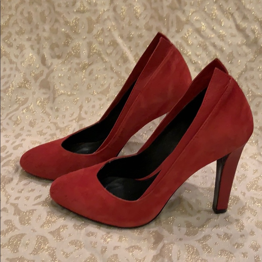Rebecca Minkoff red suede heels